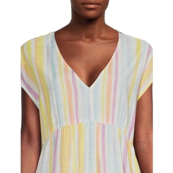 Time and Tru Women's Woven Print Dress with Flounce Hem V-Neck Size XXL - Picture 5 of 15